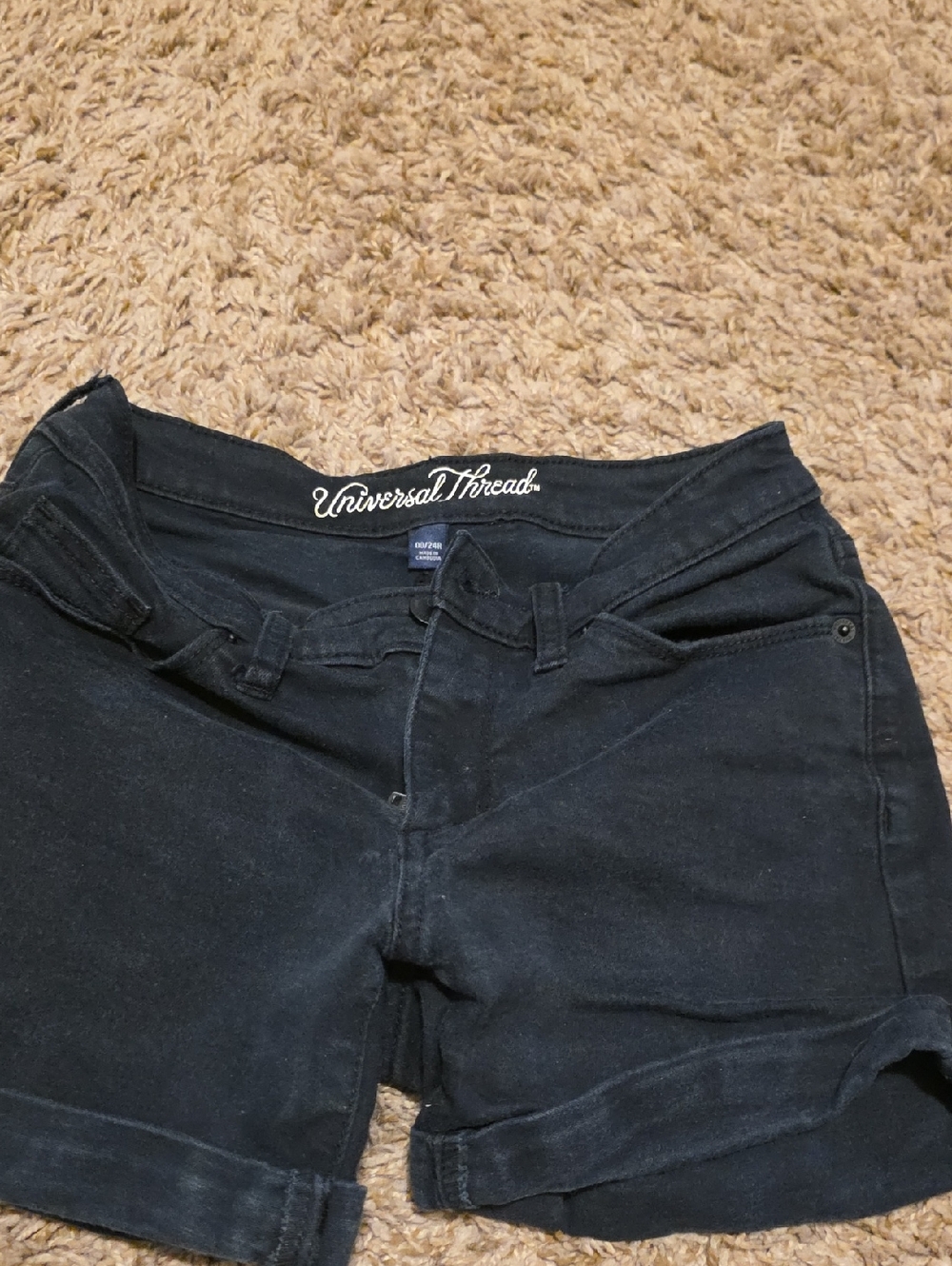 Universal Thread Black Rolled Hem Denim Shorts